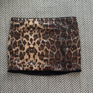 Leopard Sequin Mini Skirt